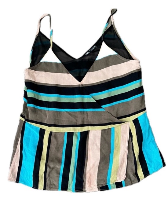 Zara Tops - Zara Multi Color Peplum Camisole Spaghetti Strap V-Neck Top